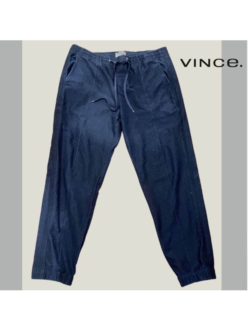 Vince men's Seamed knit Joggers, pants, heathered navy, XL